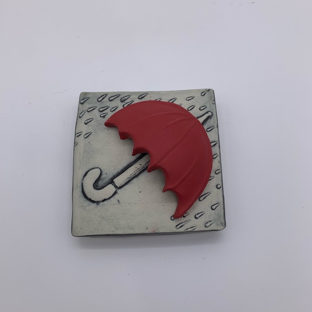 Clique Square Tile (Umbrella) Wall Pocket Decor Handmade (Signed) The Artist